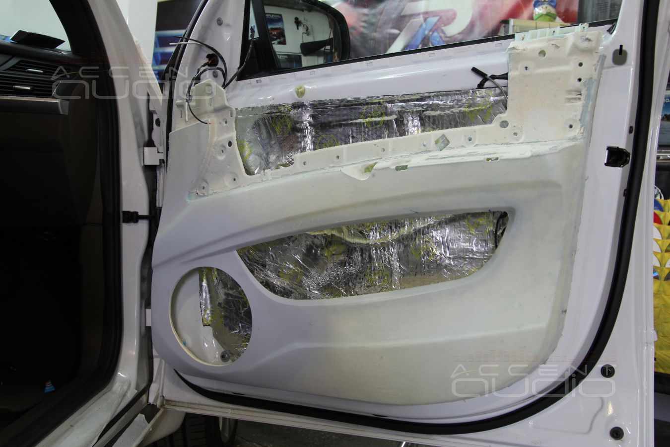 Процесс установки динамиков в двери BMW X5