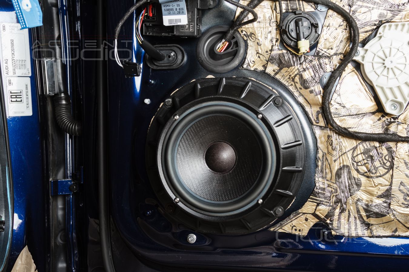 Шумоизоляция\Аудиоподготовка дверей и установка новой акустики SOAudio в Audi Q5