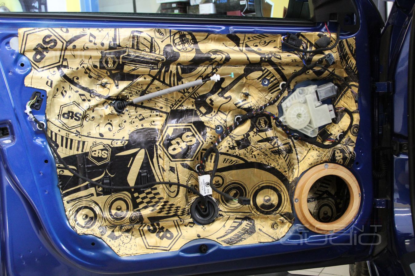 Установка акустики и шумоизоляция дверей Skoda Rapid