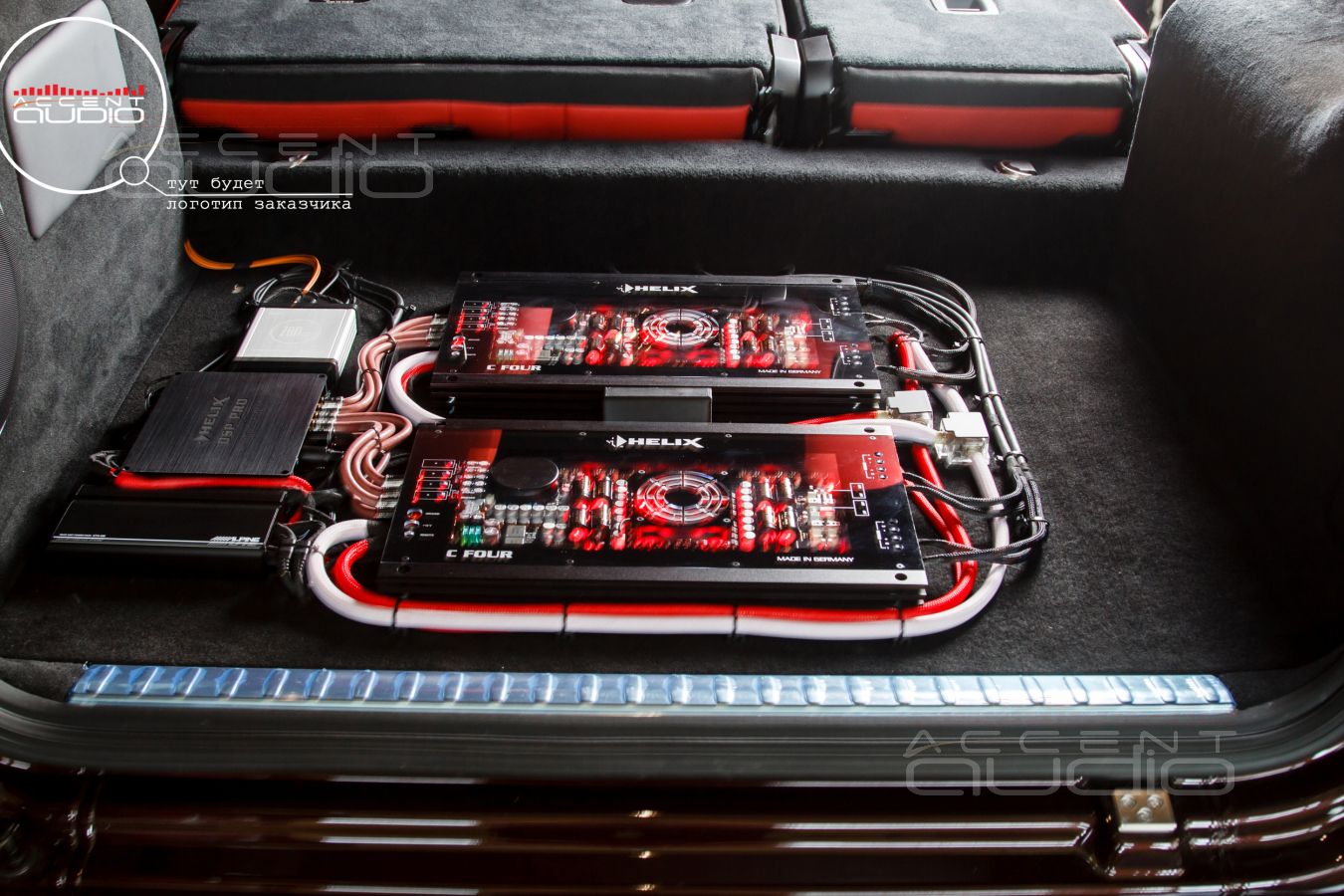 Установка Усилителей Helix, аудиопроцессора Helix и адаптера шины Most в Gelandewagen