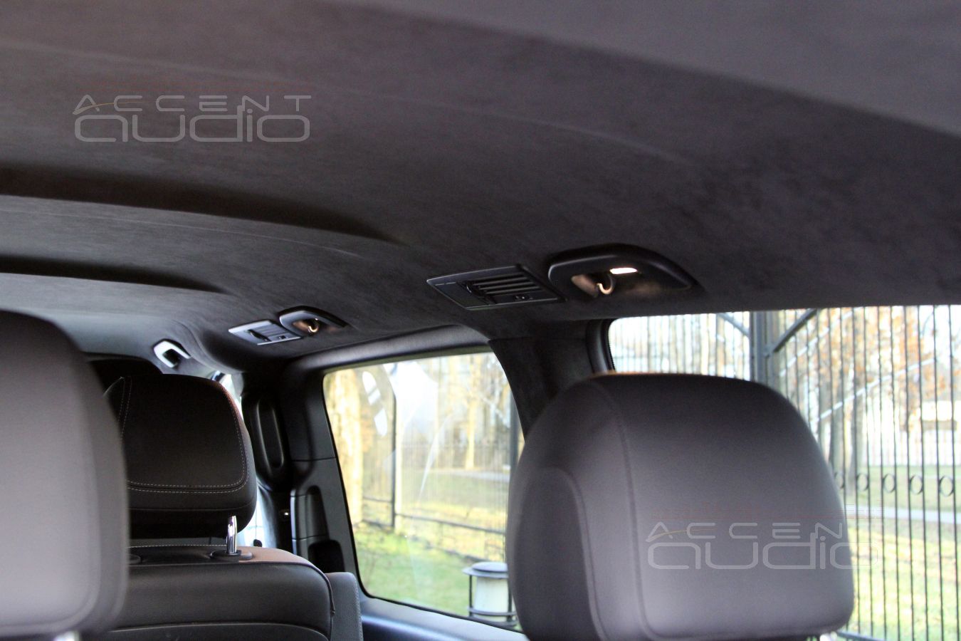 Перетяжка потолка в настоящую алькантару: темный, роскошный потолок в Vito