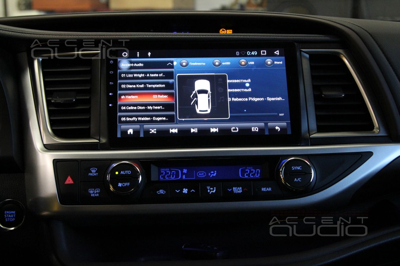 Новая магнитола в Toyota Highlander