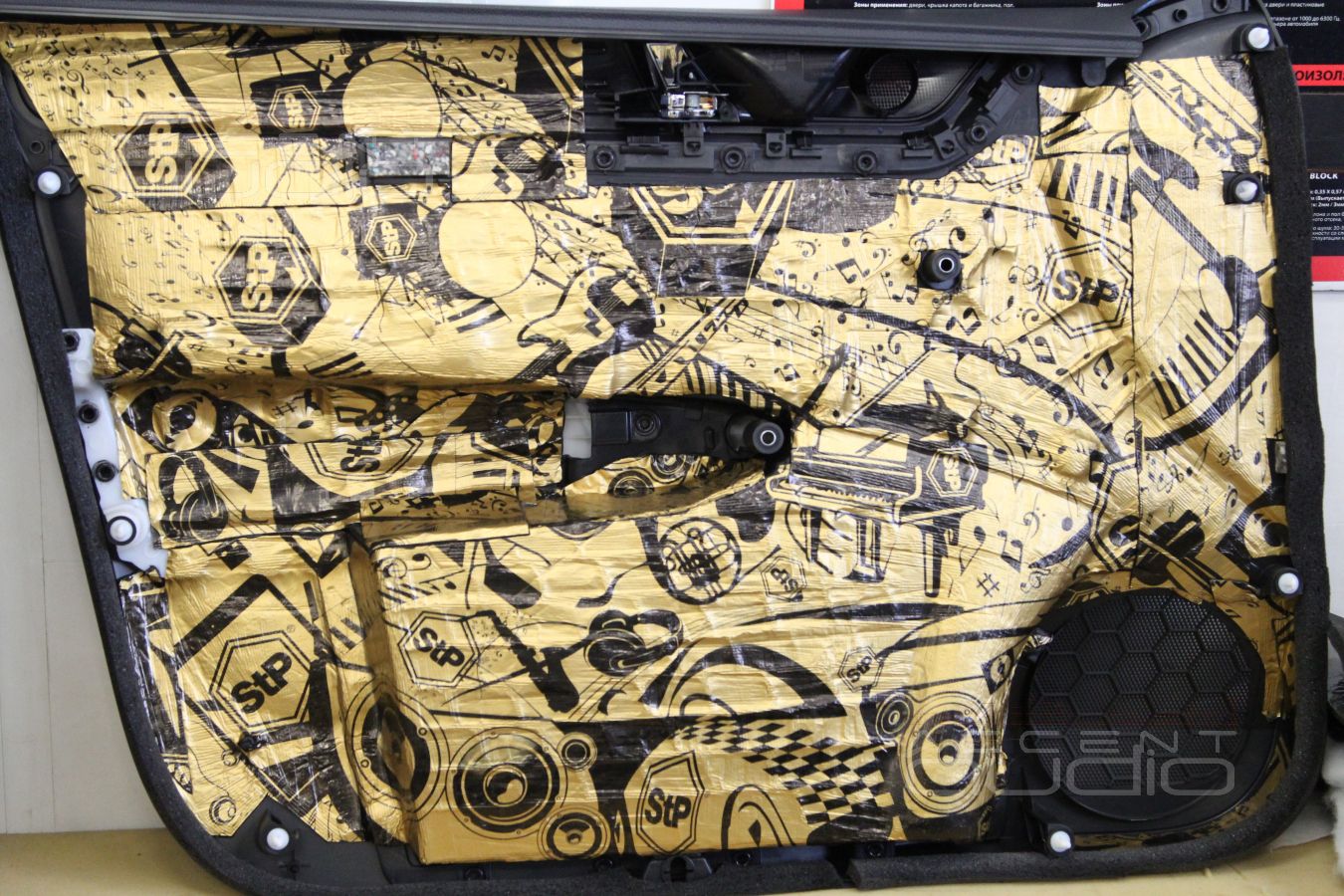 Установка акустики и шумоизоляция дверей Skoda Rapid