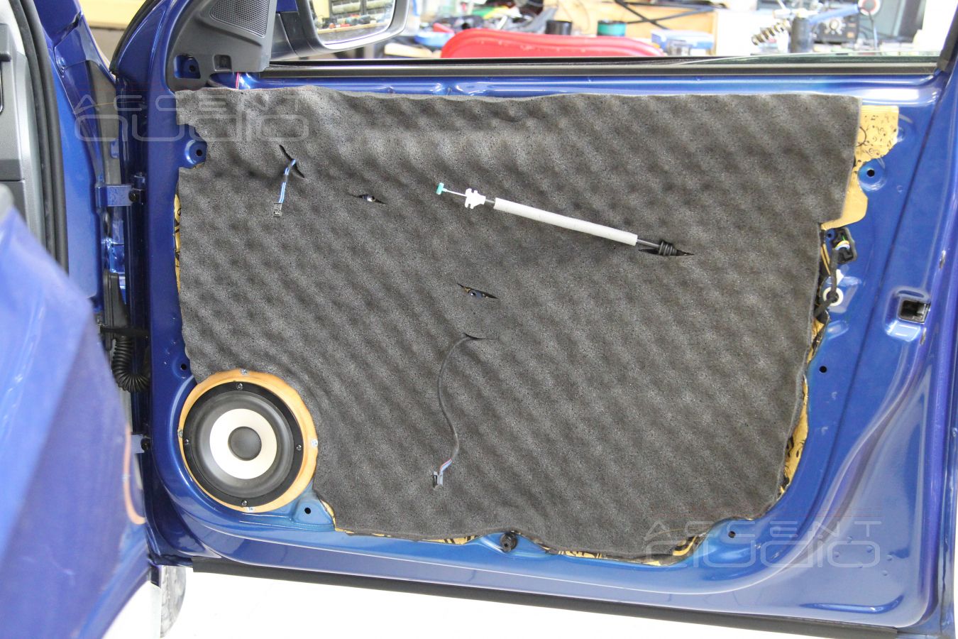 Установка акустики и шумоизоляция дверей Skoda Rapid