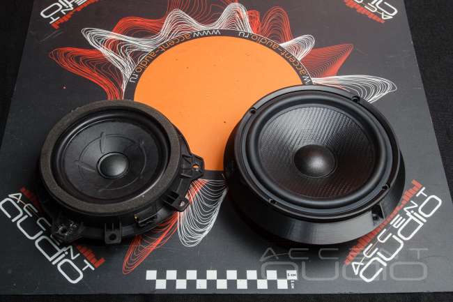 Комплект из двух подиумов для установки 165 мм мидбасовых излучателей в KIA Rio X-Line 2020-2022.