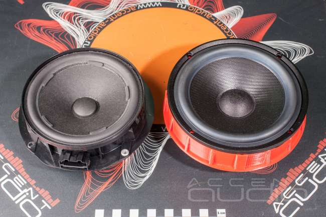 Комплект из двух подиумов для установки 165 мм мидбасовых излучателей в VW Crafter 20XX-20XX.